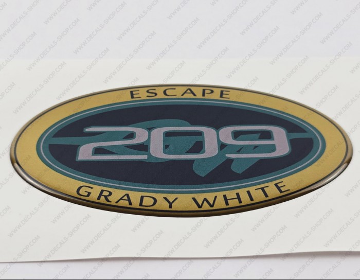 Grady White 209 Escape Raised Domed 3D Decal 5" x 2.7" 1pcs.